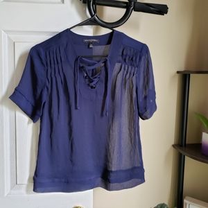 Banana Republic Sheer Navy Blouse